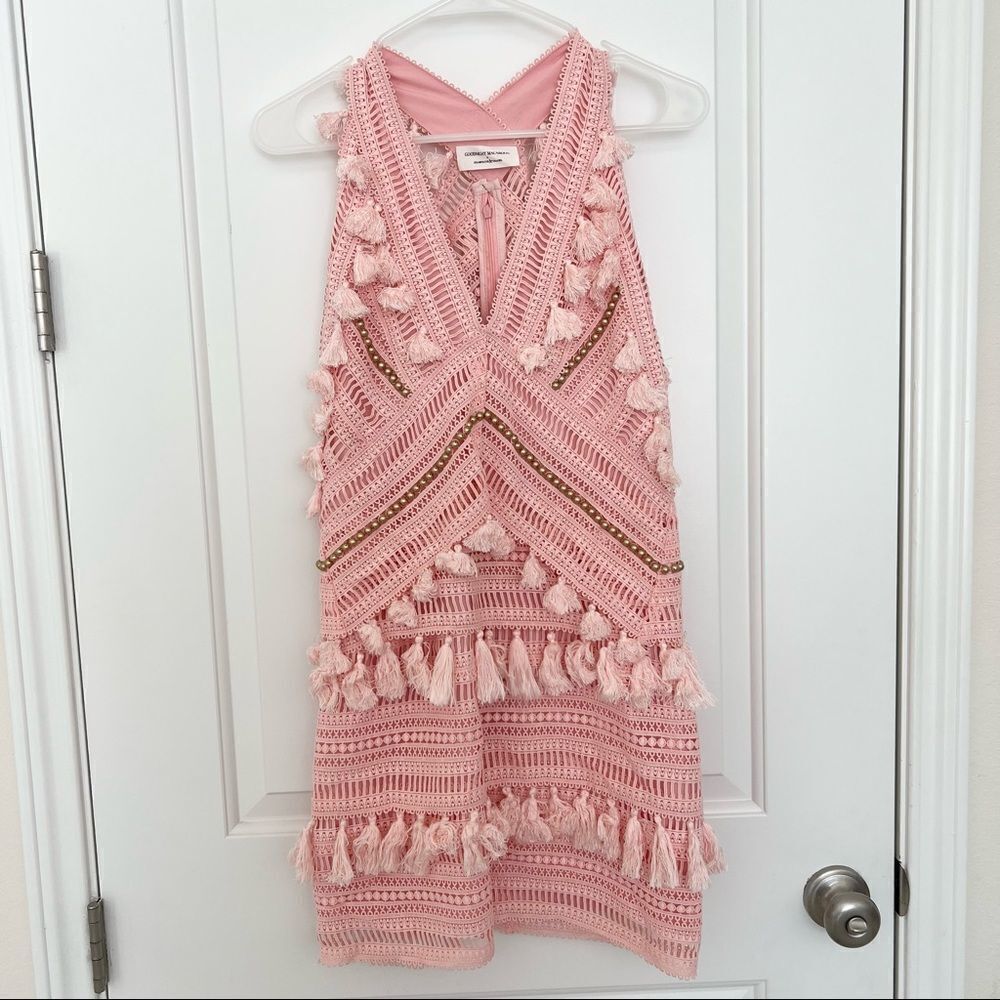 ‘Ariana’ Pink tassels Crochet lace dress S - Picture 2 of 4